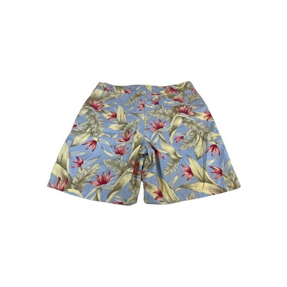 Nautica Men 38W Swim Trunks Board Shorts Tropical Print Key Pocket Blue Draw Str - Picture 2 of 5